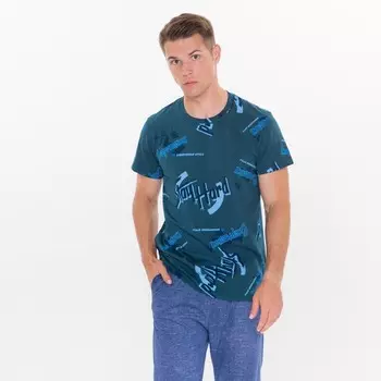 Футболка мужская, цвет бирюзовый, размер 52