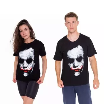 Футболка мужская, цвет черный, джокер, размер 48