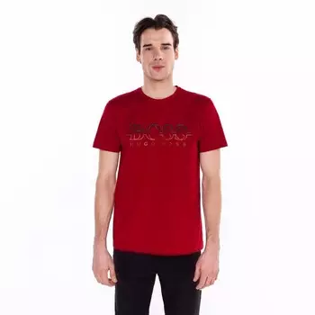 Футболка мужская, цвет красный/принт МИКС, размер S