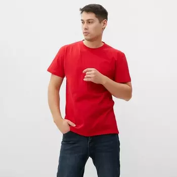 Футболка мужская, цвет красный, размер 48