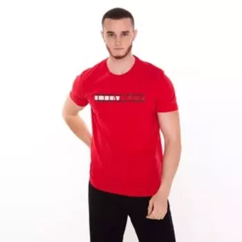 Футболка мужская, цвет красный, принт МИКС, размер L