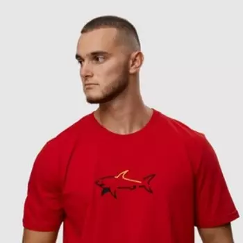 Футболка мужская, цвет красный/принт МИКС, размер M