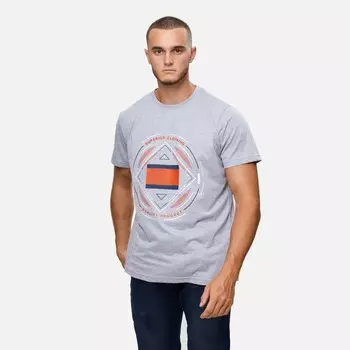 Футболка мужская, цвет серый/принт МИКС, размер 46 (M)