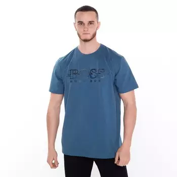 Футболка мужская, цвет синий/принт МИКС, размер XL