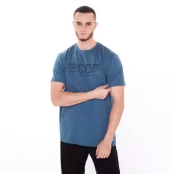 Футболка мужская, цвет синий/принт МИКС, размер S