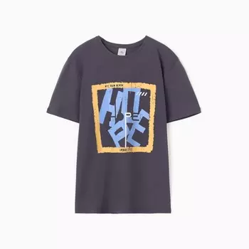 Футболка мужская, цвет тёмно-серый, р-р 48