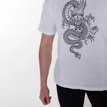 Футболка мужская «Дракон», цвет белый/принт чёрный, размер 58