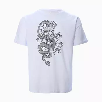 Футболка мужская «Дракон», цвет белый/принт чёрный, размер 52