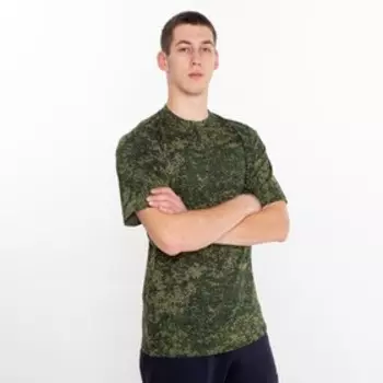 Футболка мужская, цвет камуфляж зелёный, размер 48
