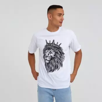 Футболка мужская KAFTAN «Лев», размер 54, хлопок 100%, белая