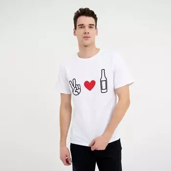 Футболка мужская KAFTAN Love beer, размер 50, хлопок 100% белая