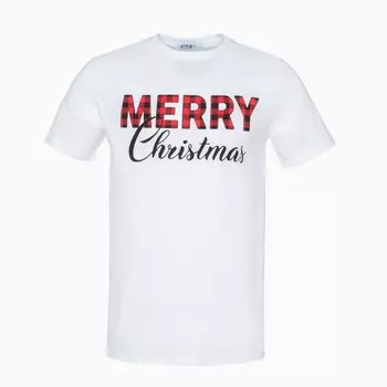 Футболка мужская KAFTAN Merry Christmas, размер 54, хлопок 100%, белая