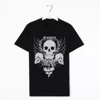 Футболка мужская KAFTAN Skull, размер 56, хлопок 100%, чёрная