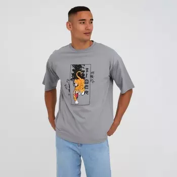 Футболка мужская KAFTAN Tiger, размер 50, серая