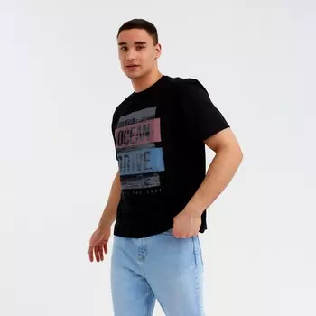 Футболка мужская MINAKU "Ocean" цвет черный, р-р 56