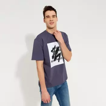 Футболка мужская MINAKU "Text" цвет серый, р-р 56