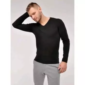 Футболка мужская MU007 MAGLIA M/L SCOLLO V UOMO SINGOLO nero, размер 54/XL