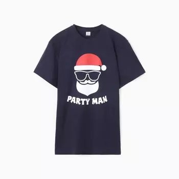 Футболка мужская НГ "PARTY MAN", цвет синий, размер 54