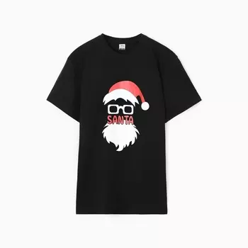 Футболка мужская НГ "Santa", цвет чёрный, размер 56