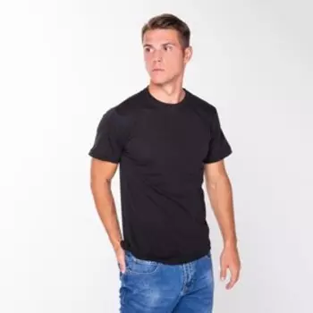 Футболка мужская однотонная, цвет чёрный, размер 50