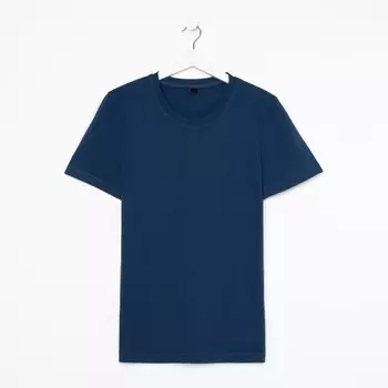 Футболка мужская однотонная, цвет джинс, размер 50