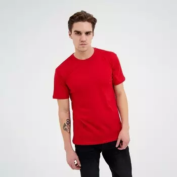 Футболка мужская однотонная, цвет красный, размер 56