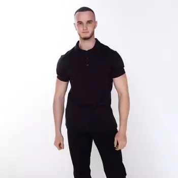 Футболка мужская поло, цвет чёрный, размер 50