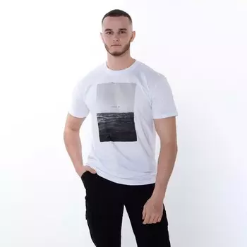 Футболка мужская с принтом «Just be», цвет белый, размер 54