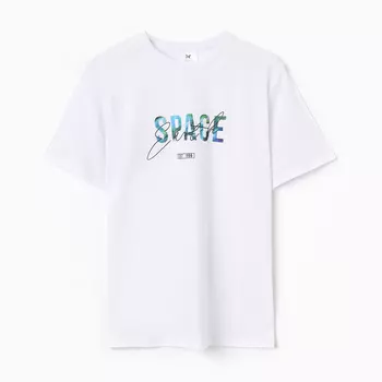 Футболка мужская "SPACE", цвет белый, размер 48