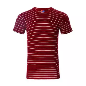 Футболка мужская в полоску, цвет бордовый, размер 48