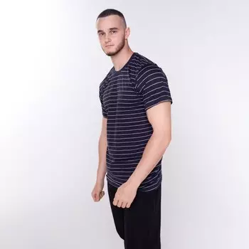 Футболка мужская в полоску, цвет синий, размер 48