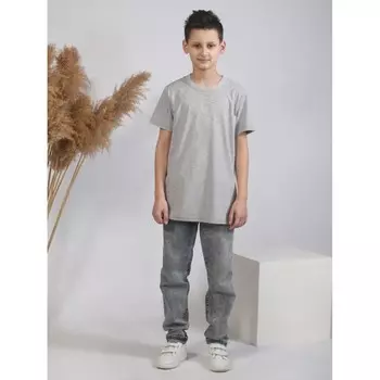 Футболка подростковая, размер 40, цвет серый меланж