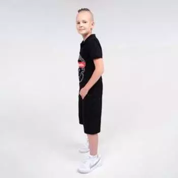 Футболка-поло для мальчика, цвет чёрный, рост 146 см (11 лет)