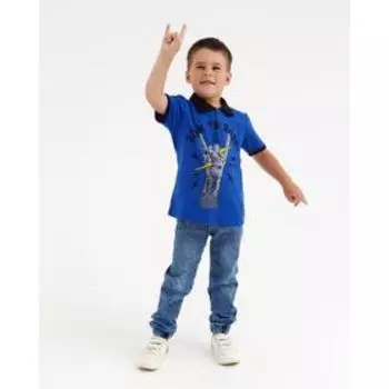 Футболка-поло для мальчика, цвет василёк, рост 122 см (7 лет)