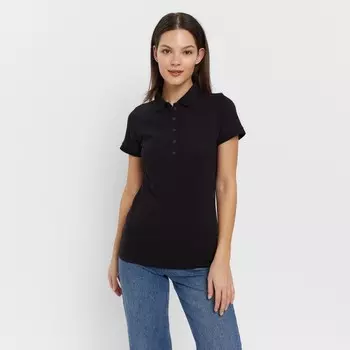 Футболка поло женская MINAKU: Basic line, чёрная, размер 46
