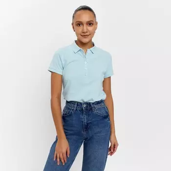 Футболка поло женская MINAKU: Basic line, голубая, размер 44