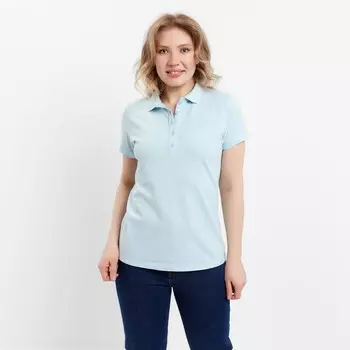 Футболка поло женская MINAKU: Basic line, голубая, размер 48
