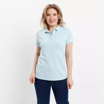 Футболка поло женская MINAKU: Basic line, голубая, размер 50