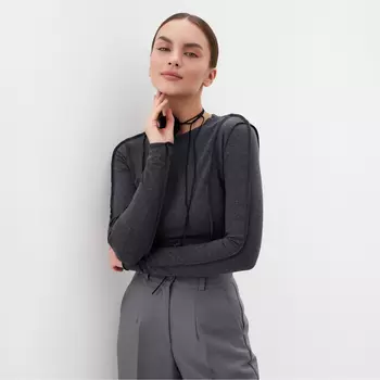 Лонгслив женский с декоративными швами MIST, размер 46, серый