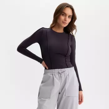 Лонгслив с декоративными швами женский MISТ, размер 44, серый