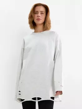 Лонгслив женский MINAKU: One Most Brand, серый-меланж, размер onesize