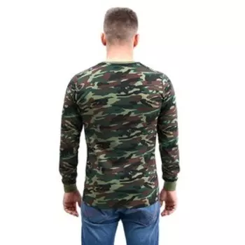 Футболка с длинным рукавом, хаки, камуфляж облака, хлопок, р. 52, рост 176 см
