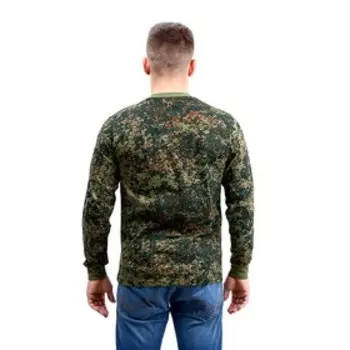 Футболка с длинным рукавом, хаки, камуфляж, пиксель, хлопок, р. 48, рост 176 см