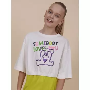 Футболка-топ для девочек, рост 110 см, цвет белый