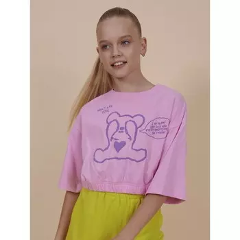 Футболка-топ для девочек, рост 128 см, цвет розовый