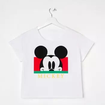 Футболка укороченная «Мickey» Микки Маус, цвет белый