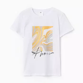 Футболка женская "Amour", цвет белый, размер 50