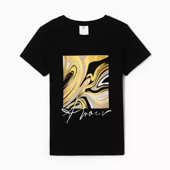 Футболка женская "Amour", цвет черный, размер 46