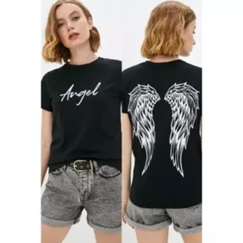 Футболка женская Angel, размер 52, цвет чёрный