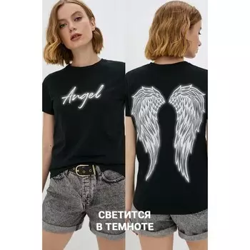 Футболка женская Angel, размер 52, цвет чёрный
